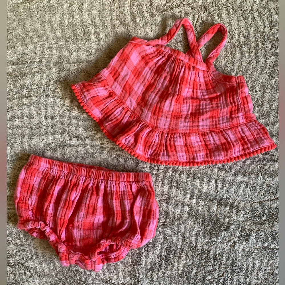 Cat & Jack Pink Plaid Diaper Cover Set